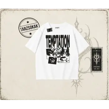 Unisex Temptation Tshirt Oversize Unisex Tişört Beyaz