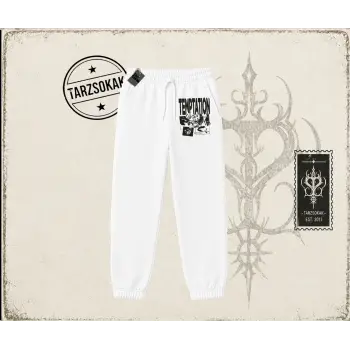 Unisex Temptation Tshirt Unisex Jogger Eşofman Altı Beyaz
