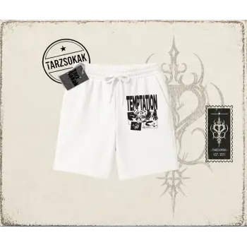 Unisex Temptation Tshirt Unisex Şort Beyaz