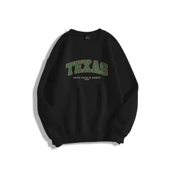 Unisex Texas Bisiklet Yaka Sweatshirt Siyah
