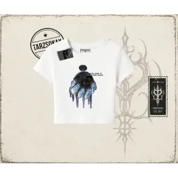 Unisex Time Flies Kadın Baby Tee Beyaz