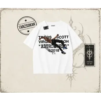 Unisex Travis Scott Astroworld 2018 Oversize Unisex Tişört Beyaz