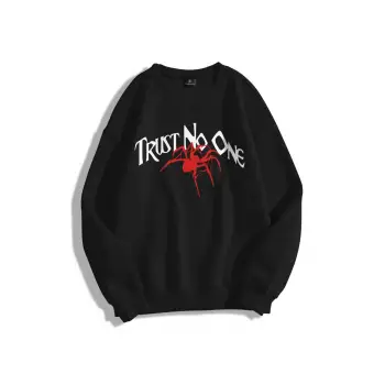 Unisex Trust No One Bisiklet Yaka Sweatshirt Siyah