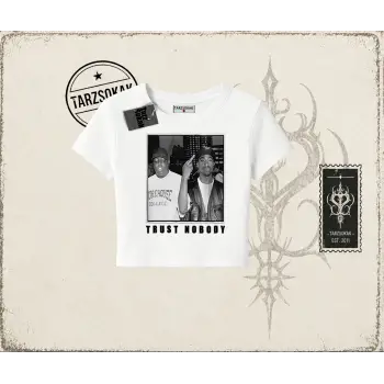 Unisex Trust Nobody Kadın Baby Tee Beyaz