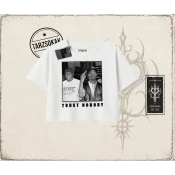 Unisex Trust Nobody Kadın Crop Tişört Beyaz