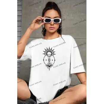 Unisex Tutulma Baskılı Oversize Boyfriend