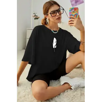 Unisex Tüy Baskılı T-shirt