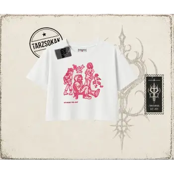 Unisex Tyyz Kadın Crop Tişört Beyaz