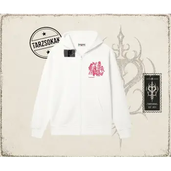 Unisex Tyyz Oversize Unisex Hırka & Çeket Fermuarlı Sweatshirt Beyaz