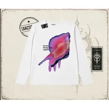 Unisex Ungrateful Biskilet Yaka  Long Sleeve Beyaz