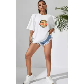 Unisex Vosvos Baskılı Pamuklu Penye Tshirt