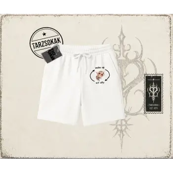 Unisex Wake up Act Silly Unisex Şort Beyaz