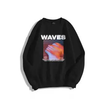 Unisex Waves Bisiklet Yaka Sweatshirt Siyah