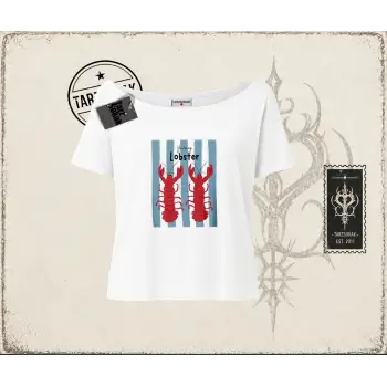 Unisex You are My Lobster Kadın Kayık Yaka Tişört Beyaz
