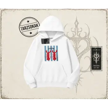 Unisex You are My Lobster Oversize Unisex Kapşonlu Sweatshirt Beyaz