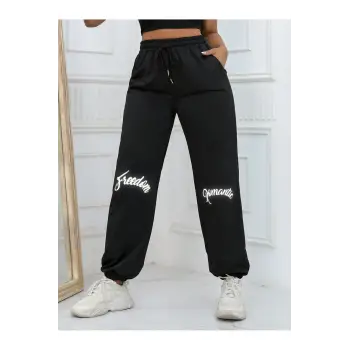 Unity Reflective Letter Graphic Drawstring Waist 4 Mevsim Eşofman