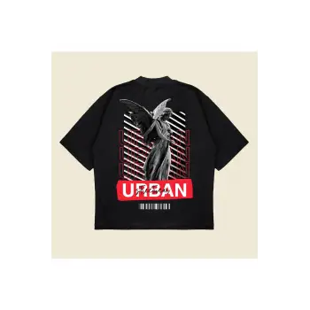 Urban Baskılı Oversize Unisex Pamuklu Nefes Alan Kalın Kumaşlı
