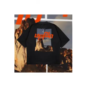 Utopia Mountains Vintage Oversize Unisex Pamuklu Nefes Alan Kalın Kumaşlı