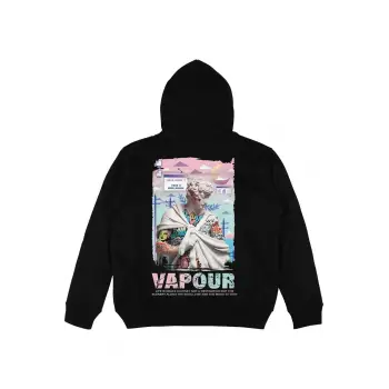 Vapour Oversize Unisex Kapüşonlu Sweatshirt Hoodie Siyah