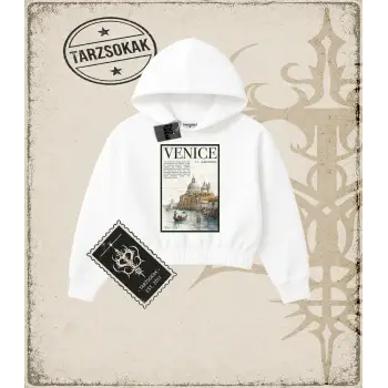 VENICE Kadın Crop Kapşonlu Sweatshirt