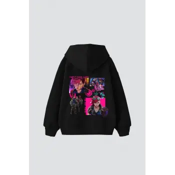 VI Arcane Baskılı Oversize Unisex Siyah