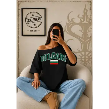 Vintage BULGARIA Baskılı Unisex Oversize