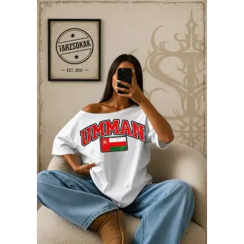 Vintage UMMAN Baskılı Unisex Oversize