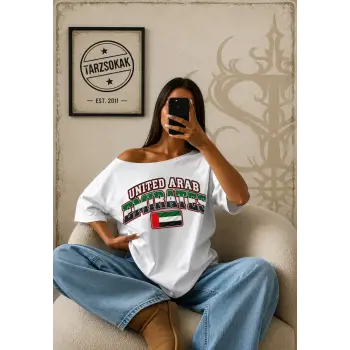 Vintage UNITED ARAB EMIRATE Baskılı Unisex Oversize