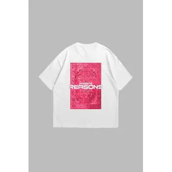 Vırtual Tracks Baskılı Oversize Unisex Beyaz