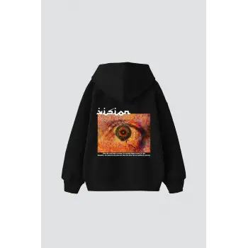Vision Baskılı Oversize Unisex Premium Siyah