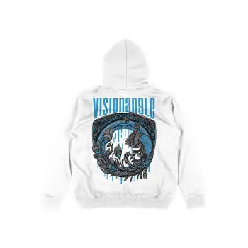 Visionangle Beyaz Oversize Unisex Kapüşonlu Sweatshirt Hoodie