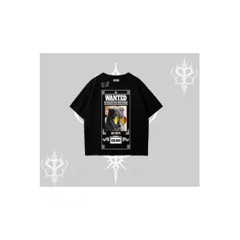 Wanted Temalı Kedi Baskılı Oversize Tshirt