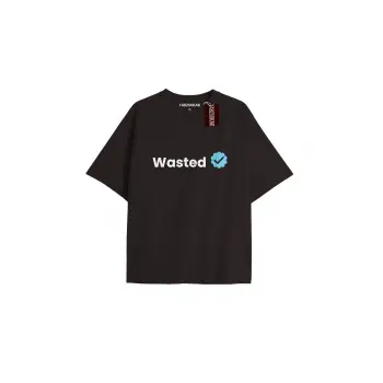WASTED Unisex Oversize Yazılı Tshirt SİYAH