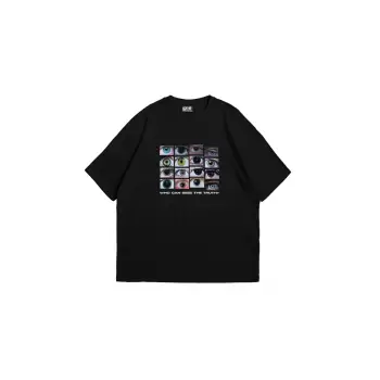 Who Can See Baskılı Oversize Unisex Siyah