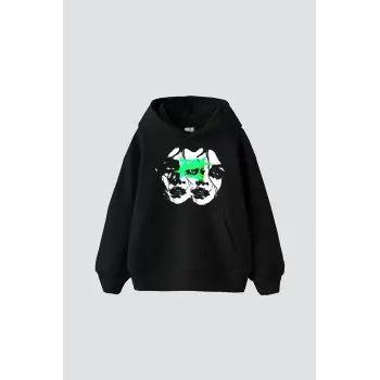 Woman Shadows Baskılı Siyah Oversize Unisex