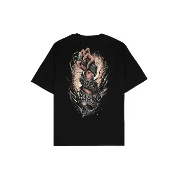 Work Hard Siyah Oversize Unisex T-shirt