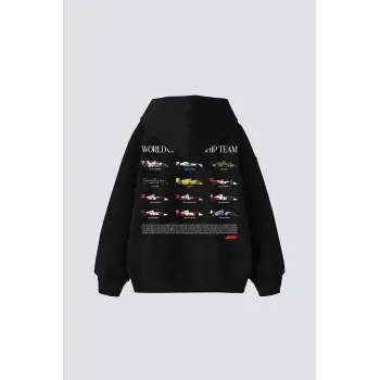 World Championship Team Baskılı Oversize Unisex Siyah