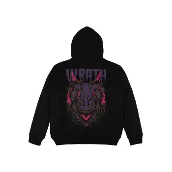 Wrath Siyah Oversize Unisex Kapüşonlu Sweatshirt Hoodie
