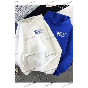 Y2K Çift SEVGİLİ Still Freedom Kalın Kışlık Sweatshirt - Baskılı Oversize KOD 1484