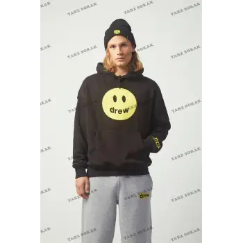 Y2K Drew Oversıze Sweatshirt Hoodie Siyah KOD 2066