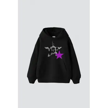 Y2k Leopar Starz V2 Baskılı Oversize Unisex Siyah