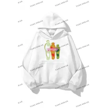 Y2K Unisex Pockets Empty Sweatshirt KOD 1617 Beyaz