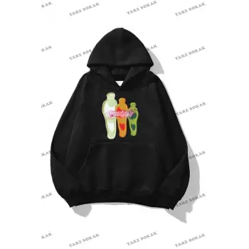 Y2K Unisex Pockets Empty Sweatshirt KOD 1617 Siyah