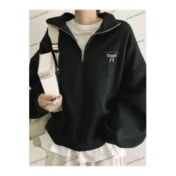 Y2K Yarım Fermuarlı Bay  Sweatshirt
