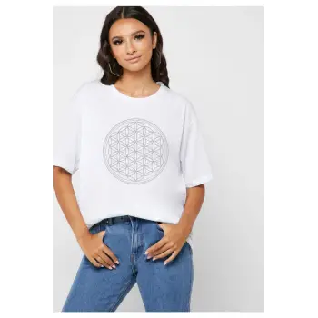 Yaşam Çiçeği Oversize Tişört