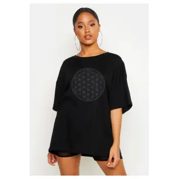 Yaşam Çiçeği Oversize Tişört