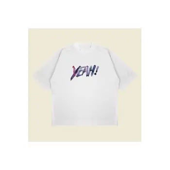 Yeah! Baskılı Oversize Unisex Pamuklu Nefes Alan Kalın Kumaşlı