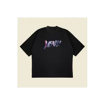 Yeah! Baskılı Oversize Unisex Pamuklu Nefes Alan Kalın Kumaşlı