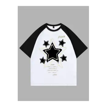 YILDIZ BASKILI ÇİFT RENK T SHIRT