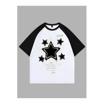 YILDIZ BASKILI ÇİFT RENK T SHIRT